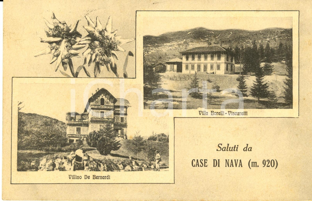 Cartolina originale da collezione 1924 PORNASSIO IM Vedutine della localitÃ  CASE DI NAVA Cartolina FP VG 1
