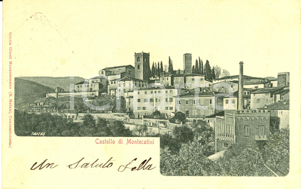 Cartolina originale da collezione 1901 MONTECATINI TERME PT Il castello di MONTECATINI ALTO Cartolina FP VG 1
