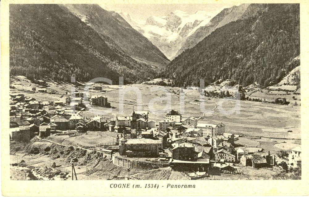Cartolina originale da collezione 1952 COGNE AO Veduta panoramica dell abitato Cartolina postale FP VG 1