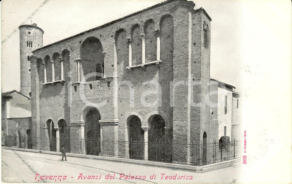 Cartolina originale da collezione 1900 ca RAVENNA Avanzi del PALAZZO DI TEODORICO *Cartolina postale animata FP NV 1
