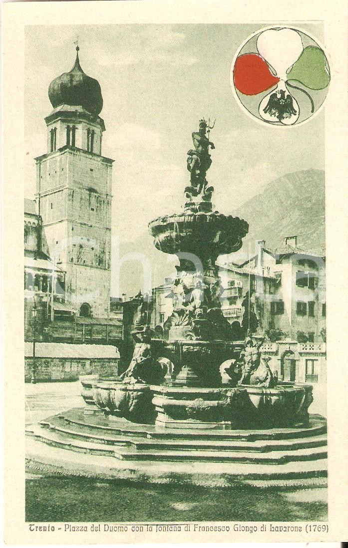Cartolina originale da collezione 1920 ca TRENTO Fontana NETTUNO  Flavio Antonio GIONGO DI LAVARONE Cartolina FP 1