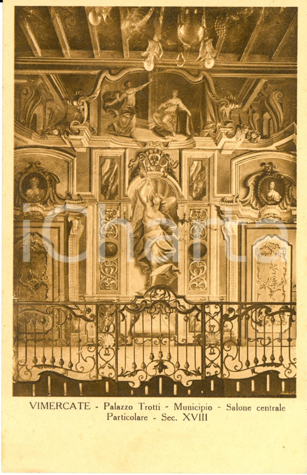 Cartolina originale da collezione 1930 ca VIMERCATE MB Salone centrale PALAZZO TROTTI municipio Cartolina FP NV 1