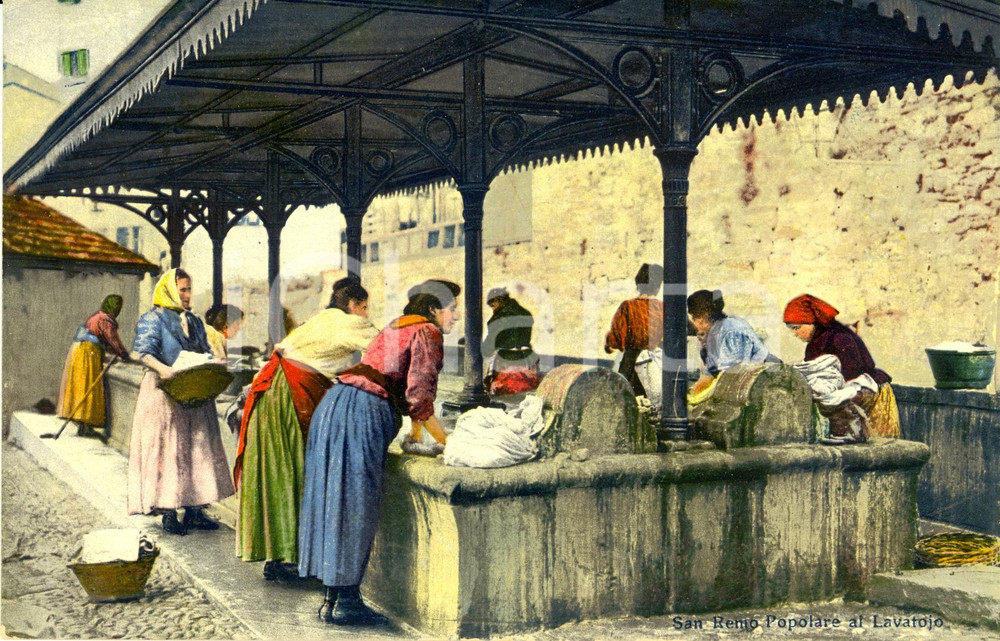 Cartolina originale da collezione 1915 ca SANREMO IM Popolane al lavatoio Cartolina postale animata FP NV 1