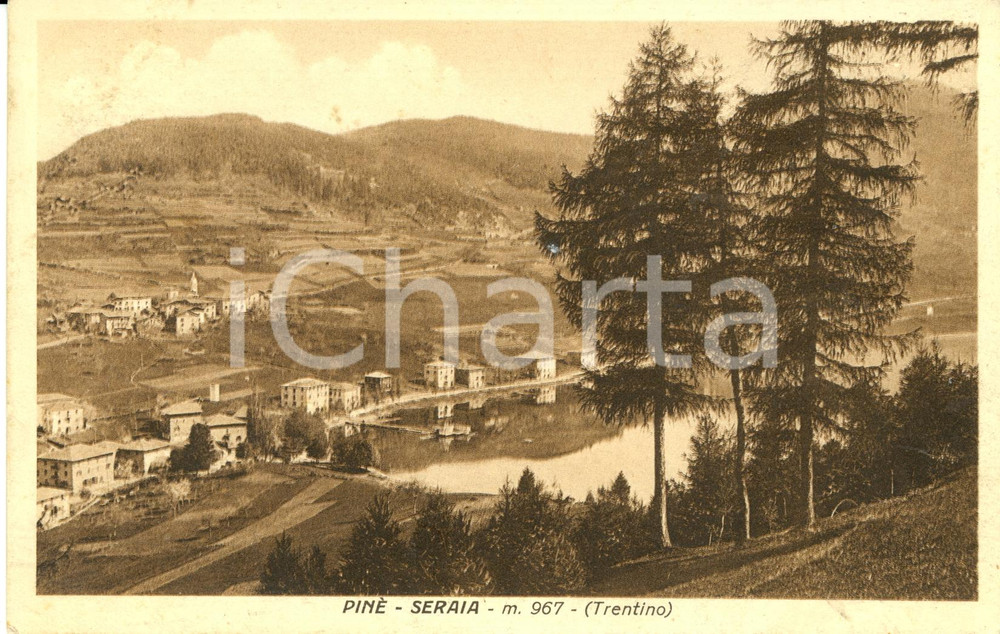 Cartolina originale da collezione 1938 BASELGA DI PINE' (TN) Panorama del lago della SERRAIA *Cartolina FP VG 1