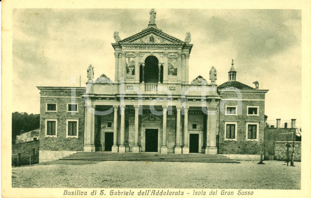 Cartolina originale da collezione 1935 ISOLA GRAN SASSO (TE) Basilica SAN GABRIELE dell'ADDOLORATA *Cartolina VG 1
