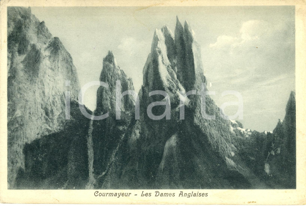 Cartolina originale da collezione 1924 COURMAYEUR (AO) Veduta delle DAMES ANGLAISES *Cartolina postale FP VG 1