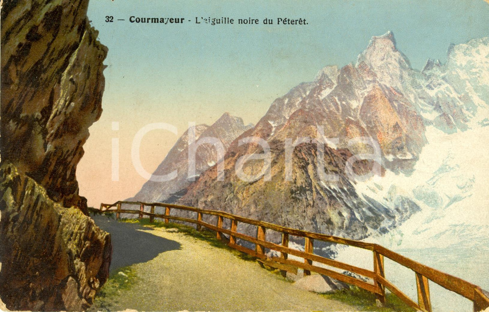 Cartolina originale da collezione 1914 COURMAYEUR (AO) L'aiguille noire du PETERET *Cartolina illustrata FP VG 1
