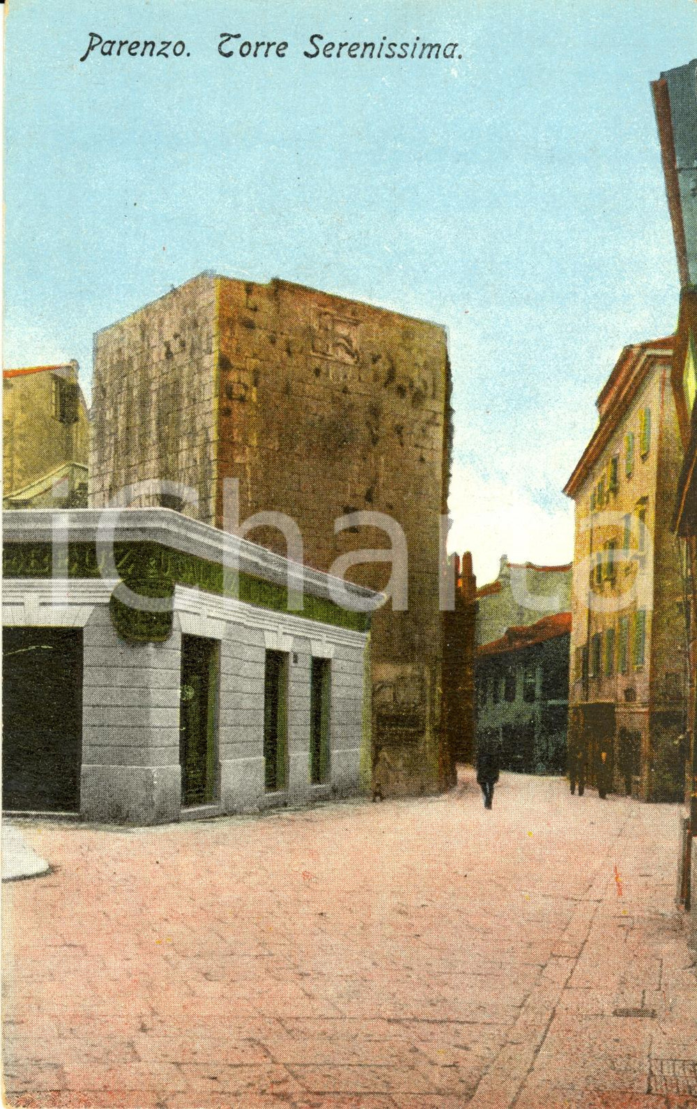 Cartolina originale da collezione 1920 ca PARENZO / POREC ISTRIA Veduta della TORRE SERENISSIMA Cartolina FP NV 1