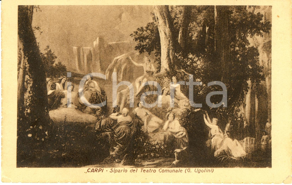 Cartolina originale da collezione 1930 ca CARPI MO Sipario teatro comunale GIUSEPPE UGOLINI Cartolina FP NV 1