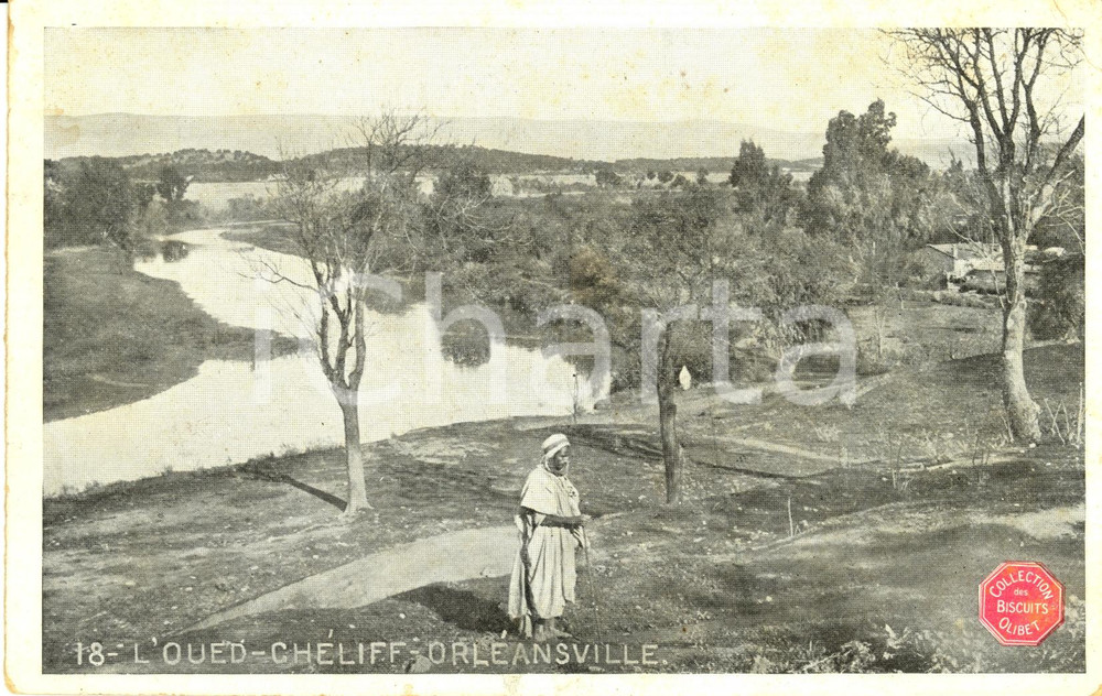 Cartolina originale da collezione 1910 ca ORLEANSVILLE ALGERIA Oued Cheliff Biscuit OLIBET Cartolina FP NV 1