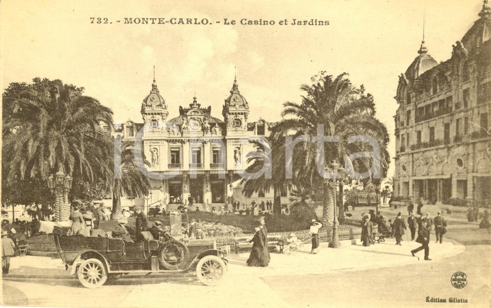 Cartolina originale da collezione 1910 ca MONTE CARLO Le CASINO et jardins Cartolina postale animata FP NV 1