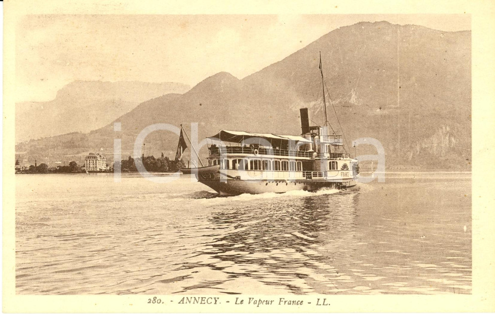 Cartolina originale da collezione 1915 ca LAC D ANNECY FRANCIA Le vapeur FRANCE Cartolina postale FP NV 1