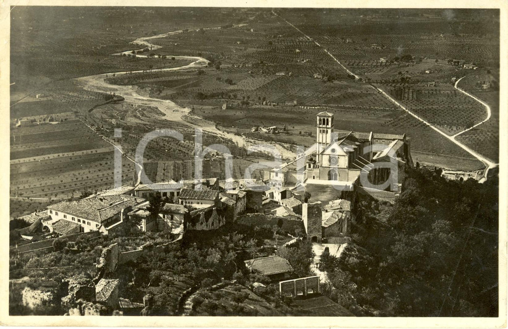 Cartolina originale da collezione 1936 ASSISI (PG) Veduta Basilica di SAN FRANCESCO dalla Rocca *Cartolina FP VG 1
