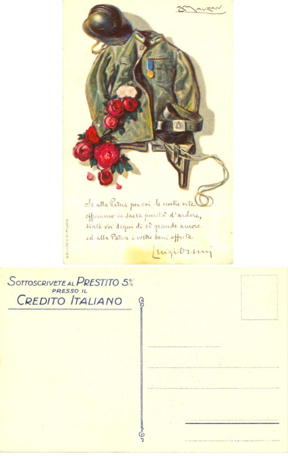 Cartolina originale da collezione 1915 ca WW1 Sottoscrizione Prestito CREDITO ITALIANO *Ill. A. L. MAUZAN FP NV 1