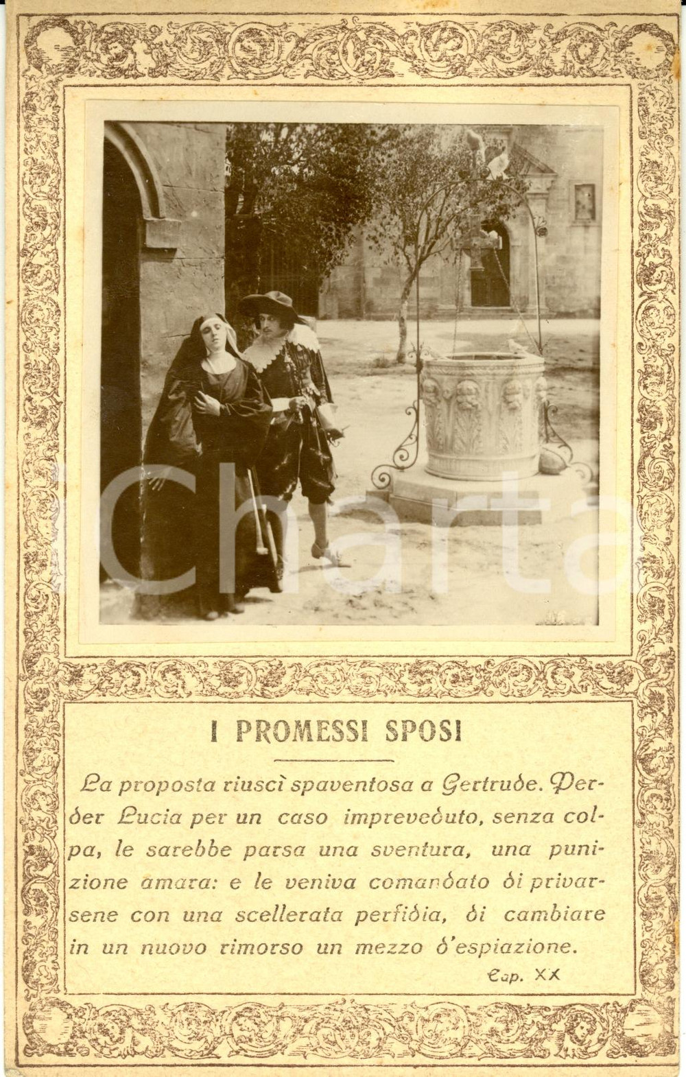 Cartolina originale da collezione 1913 FILM I PROMESSI SPOSI Gertrude ed Egidio *FOTO DI SCENA su cartolina 1