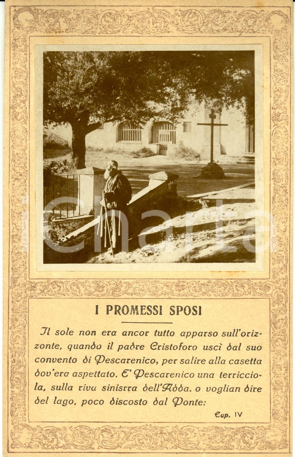 Cartolina originale da collezione 1913 FILM PROMESSI SPOSI Fra Cristoforo a casa di Lucia *FOTO SCENA cartolina 1