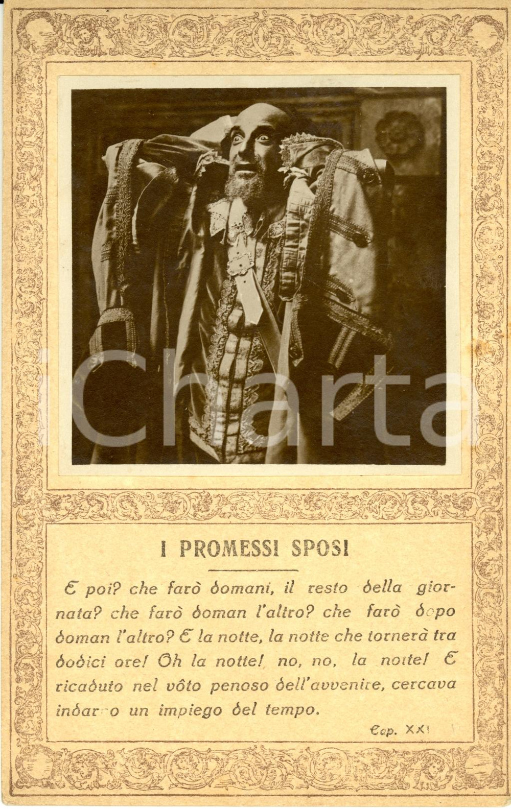 Cartolina originale da collezione 1913 FILM PROMESSI SPOSI Tormenti dell'Innominato *FOTO DI SCENA su cartolina 1