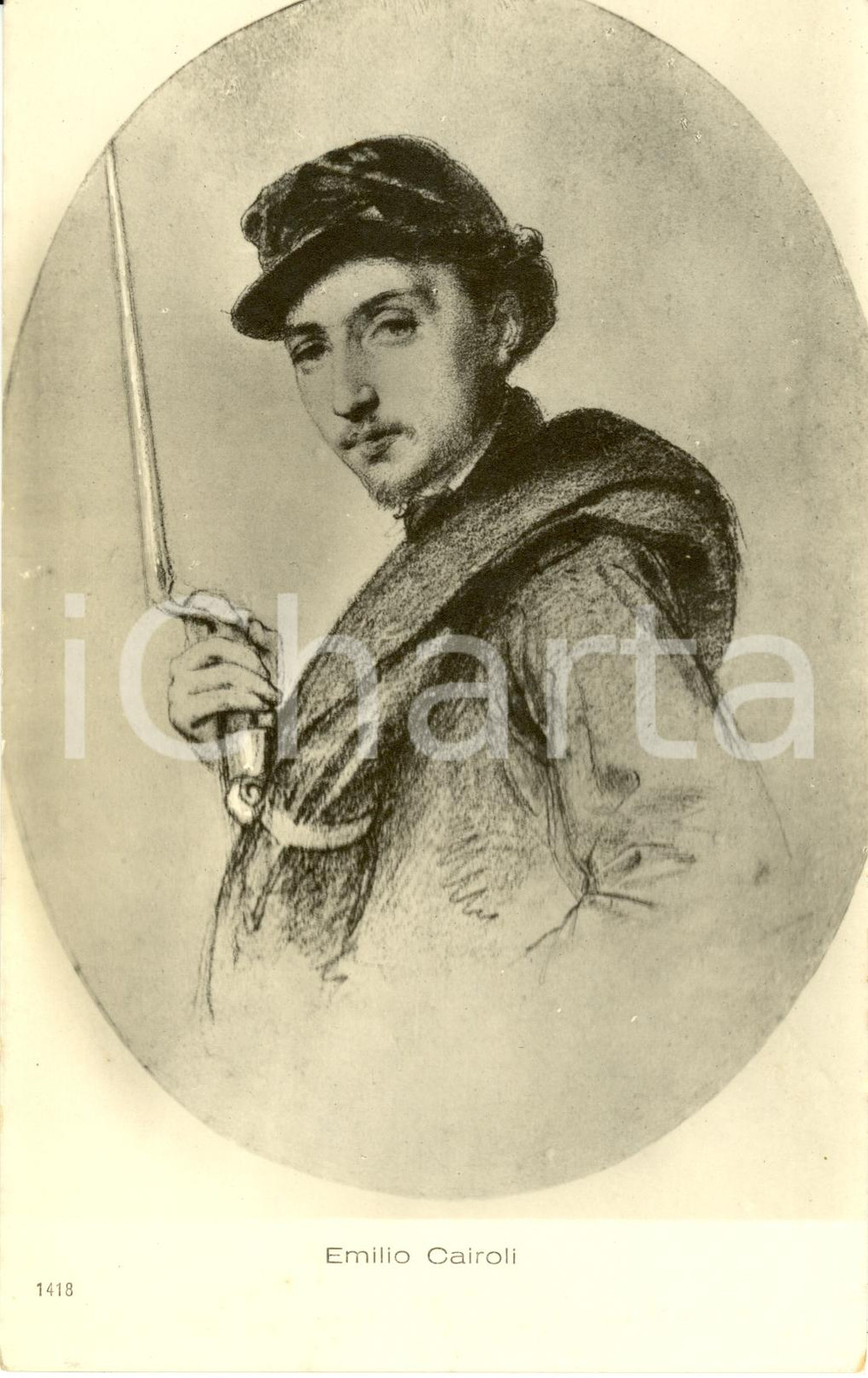 Cartolina originale da collezione 1930 ca EMILIO CAIROLI Ritratto in abiti militari *Cartolina illustrata FP NV 1