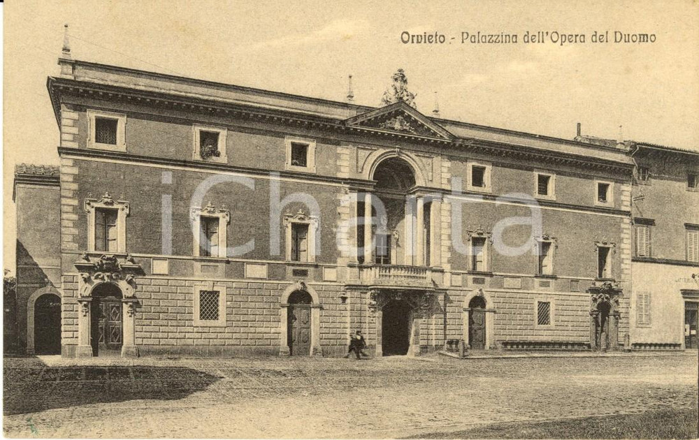Cartolina originale da collezione 1915 ca ORVIETO (TR) Palazzina dell'Opera del DUOMO *Cartolina DANNEGGIATA FP NV 1