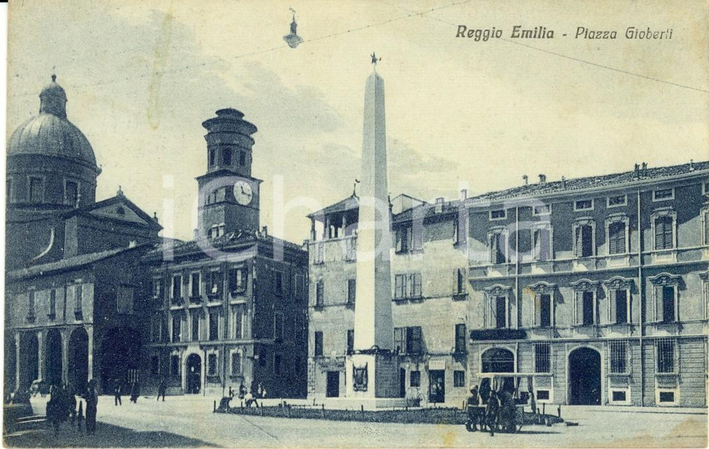 Cartolina originale da collezione 1915 ca REGGIO EMILIA Veduta di piazza GIOBERTI *Cartolina animata FP NV 1