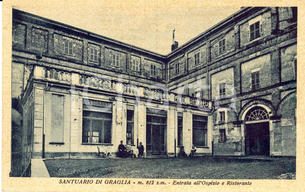 Cartolina originale da collezione 1930 ca SANTUARIO DI GRAGLIA (BI) Entrata ospizio e ristorante *Cartolina FP VG 1