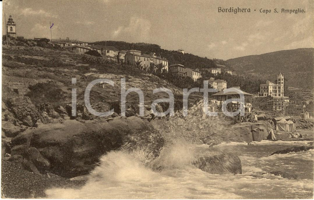 Cartolina originale da collezione 1920 ca BORDIGHERA (IM) Veduta di Capo SANT'AMPEGLIO *Cartolina postale FP NV 1