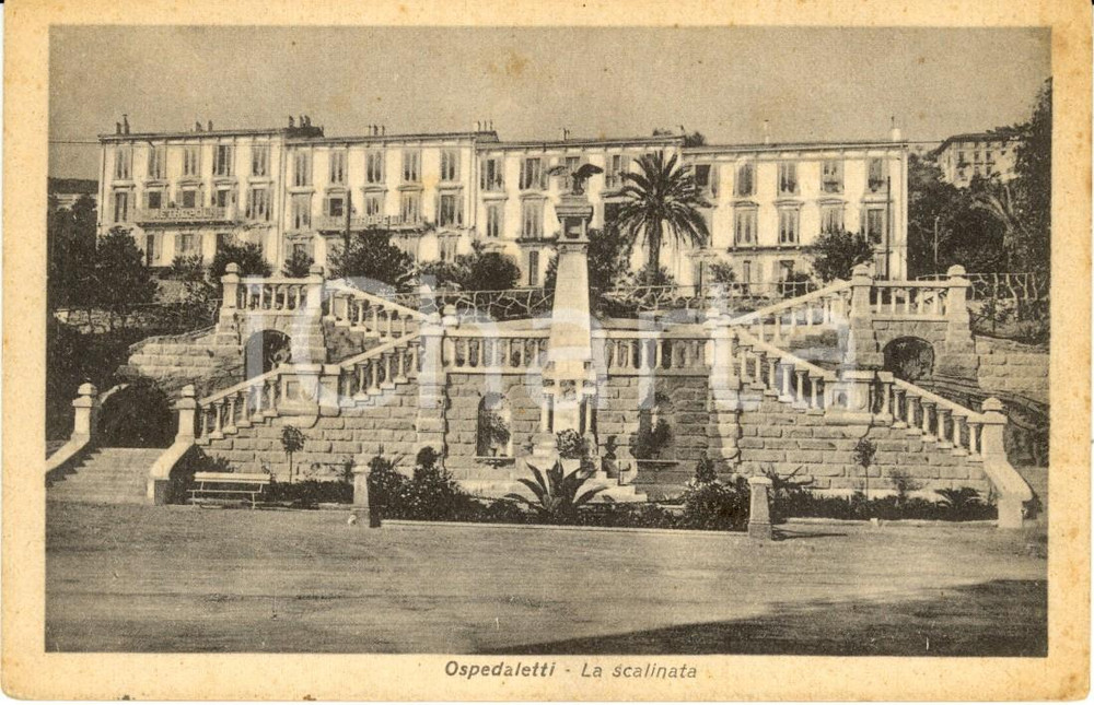 Cartolina originale da collezione 1940 OSPEDALETTI (IM) Monumento Caduti GRANDE GUERRA e scalinata *Cartolina FP 1
