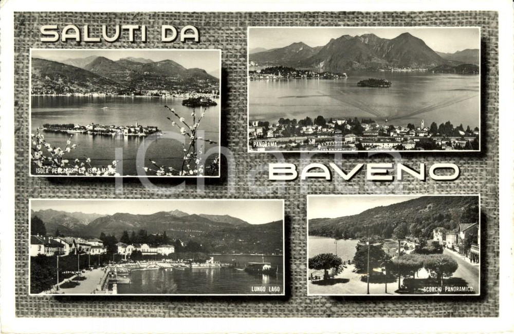 Cartolina originale da collezione 1962 BAVENO (VB) LAGO MAGGIORE Vedute panoramiche della cittadina *FP VG 1
