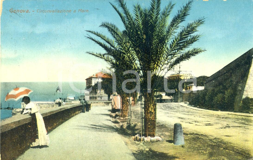 Cartolina originale da collezione 1922 GENOVA La circonvallazione a mare con passanti *Cartolina FP VG 1