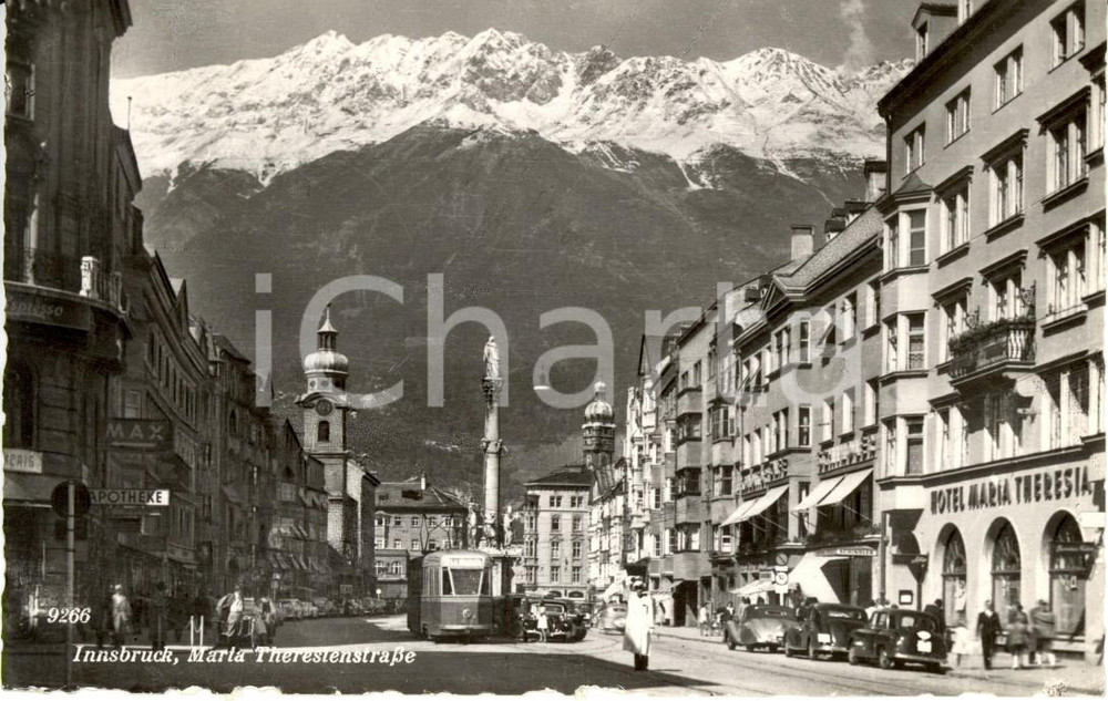 Cartolina originale da collezione 1957 INNSBRUCK (A) Hotel MARIA THERESIA in Maria TheresienstraÃŸe *ANIMATA FP VG 1