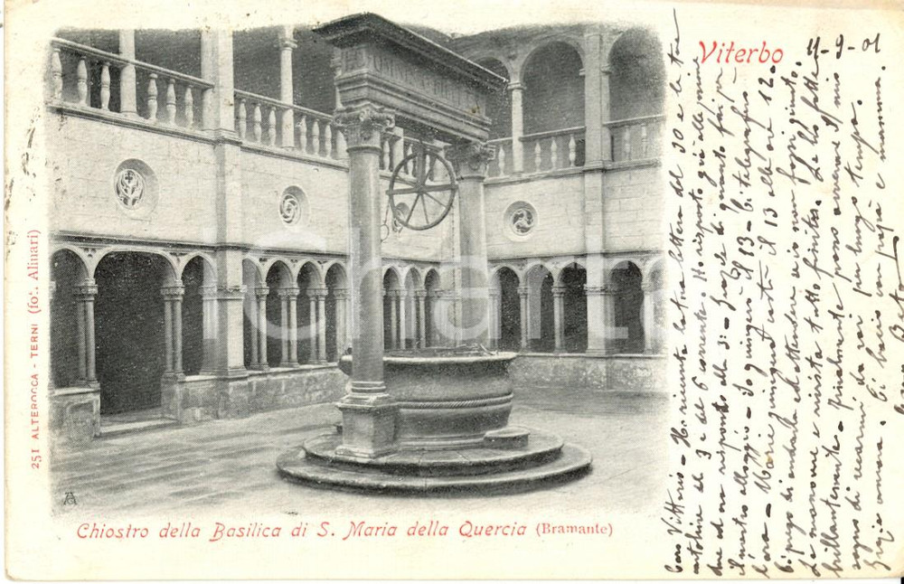 Cartolina originale da collezione 1901 VITERBO Chiostro basilica di SANTA MARIA DELLA QUERCIA Cartolina FP VG 1