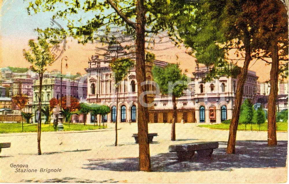 Cartolina originale da collezione 1930 GENOVA Veduta esterna della facciata della stazione BRIGNOLE *FP VG 1