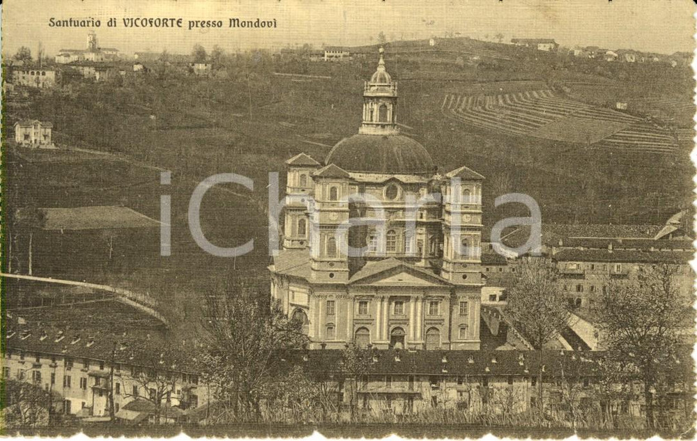 Cartolina originale da collezione 1916 VICOFORTE (CN) Veduta del Santuario della NATIVITA ' DI MARIA *FP VG 1