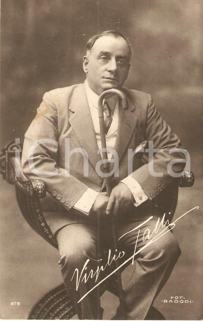 Cartolina originale da collezione 1925 ca CINEMA Attore Virgilio TALLI Ritratto con bastone Cartolina FP NV 1