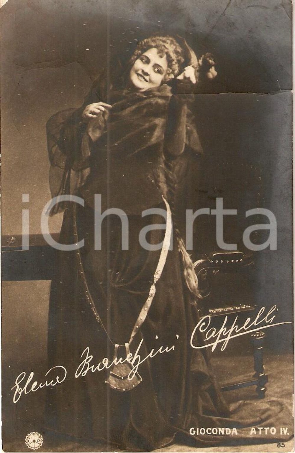 Cartolina originale da collezione 1905 GIOCONDA - OPERA Soprano Elena BIANCHINI CAPPELLI nel IV atto *Cartolina FP 1