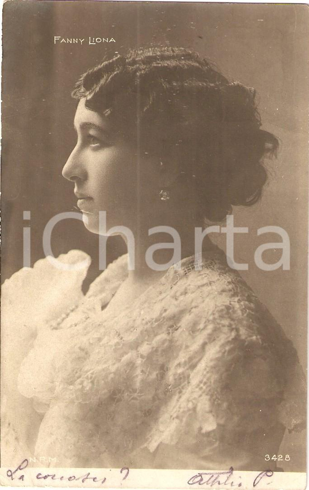 Cartolina originale da collezione 1910 ca CINEMA Actress Fanny LIONA Portrait *Cartolina FP VG 1