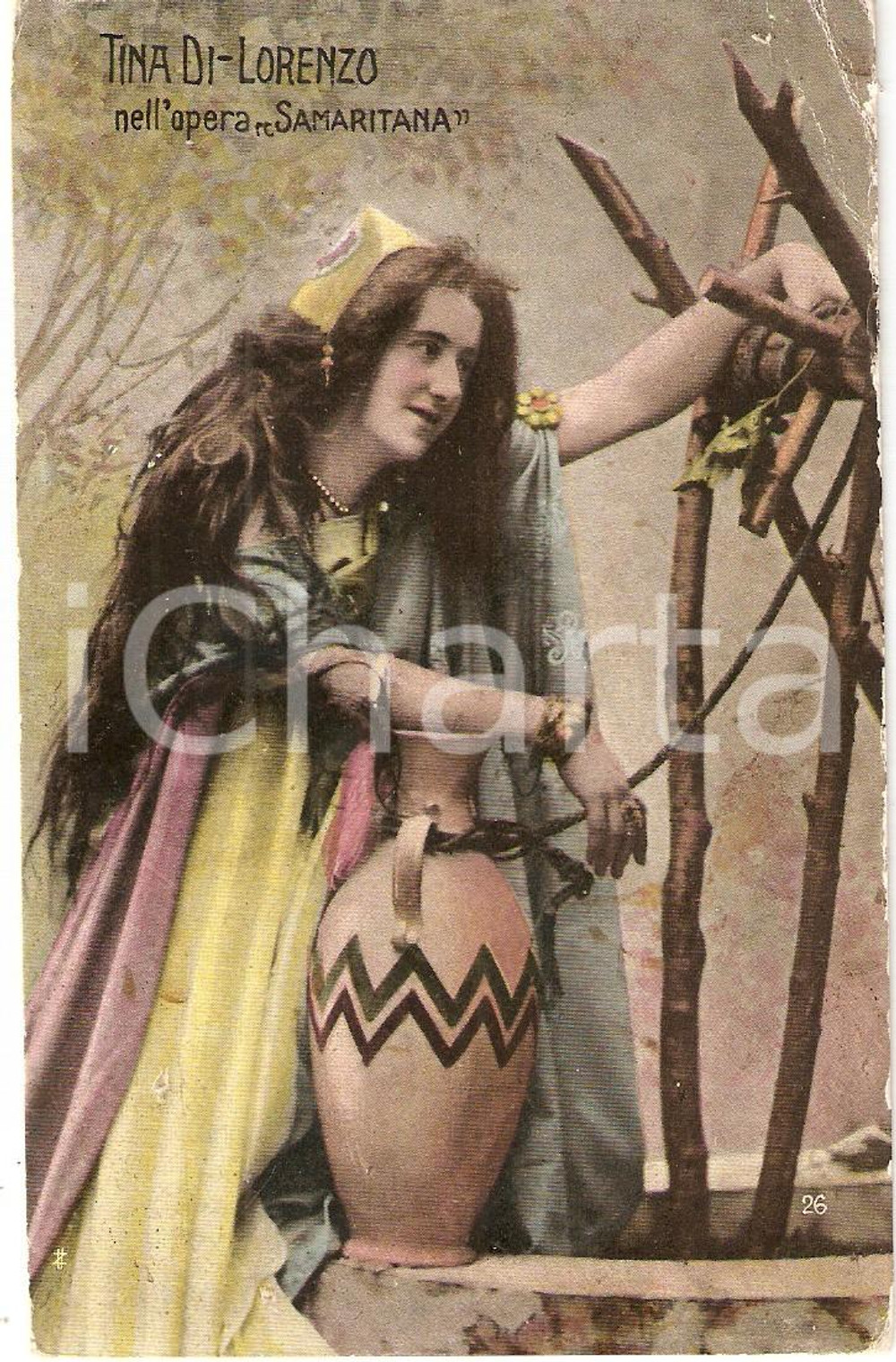 Cartolina originale da collezione 1903 TEATRO Attrice Tina DI LORENZO nello spettacolo SAMARITANA Cartolina FP VG 1