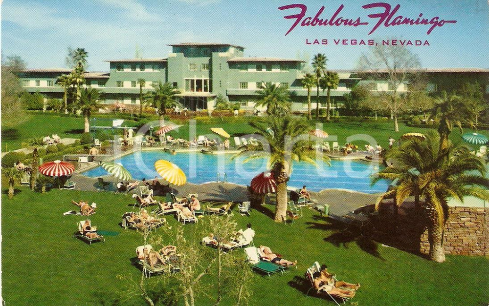 Cartolina originale da collezione 1965 ca LAS VEGAS USA Hotel FABULOUS FLAMINGO Olympic pool Cartolina VINTAGE 1