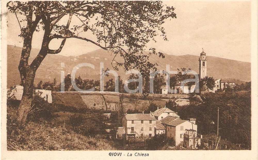 Cartolina originale da collezione 1928 MIGNANEGO Frazione GIOVI GE Chiesa dell Ascensione Cartolina FP VG 1