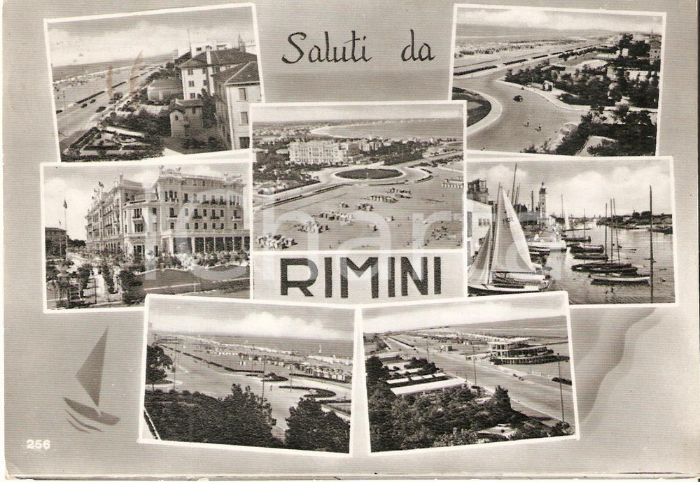 Cartolina originale da collezione 1960 ca RIMINI Vedutine della cittÃ  Cartolina FG VG 1