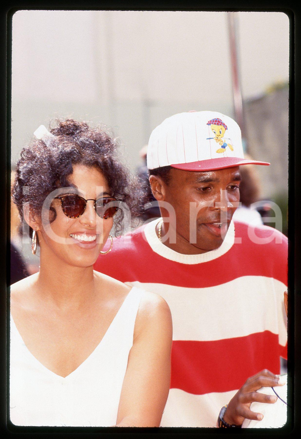 Fotografia d epoca originale 35mm vintage slide 1995ca BOXE Sugar Ray LEONARD con Bernadette ROBI 14 1
