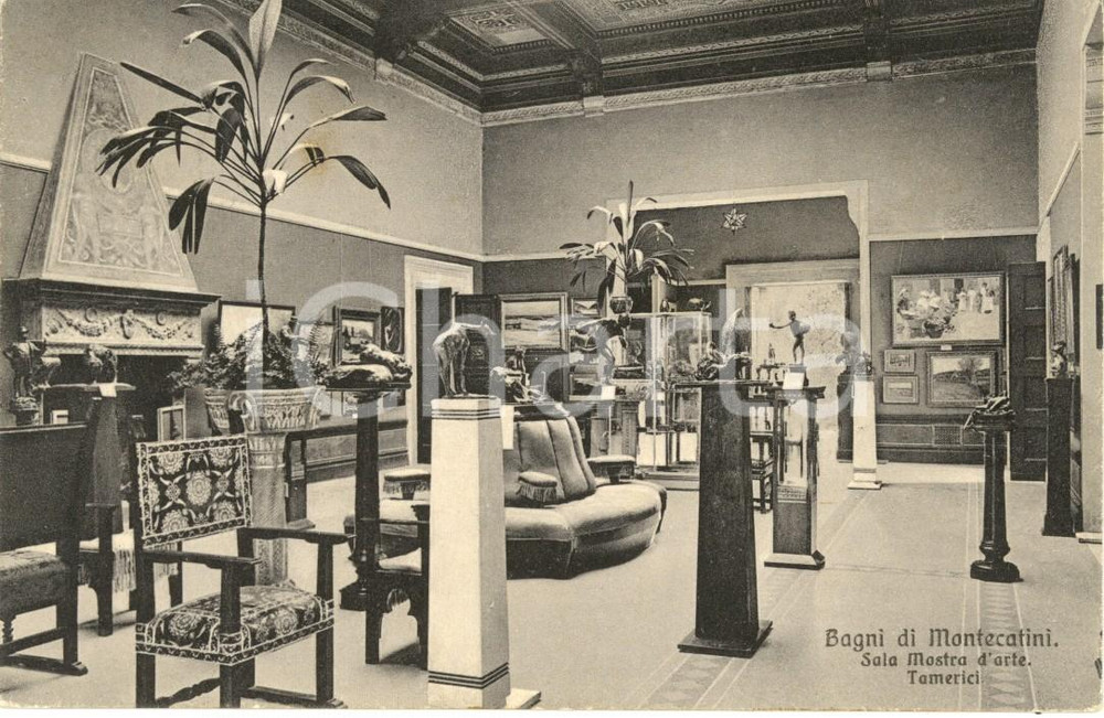 Cartolina originale da collezione 1911 MONTECATINI TERME PT Sala Mostra d Arte TAMERICI Cartolina FP VG 1
