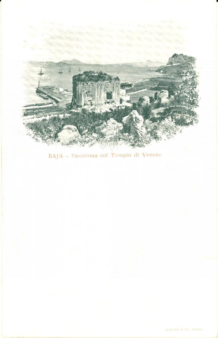 Cartolina originale da collezione 1900 ca BACOLI NA Panorama con Tempio di VENERE a BAIA Cartolina FP NV 1