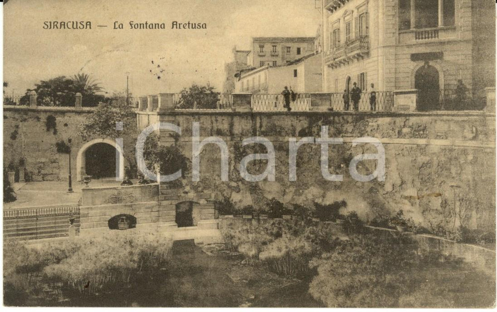 Cartolina originale da collezione 1915 ca SIRACUSA La fontana ARETUSA Cartolina ANIMATA FP VG 1