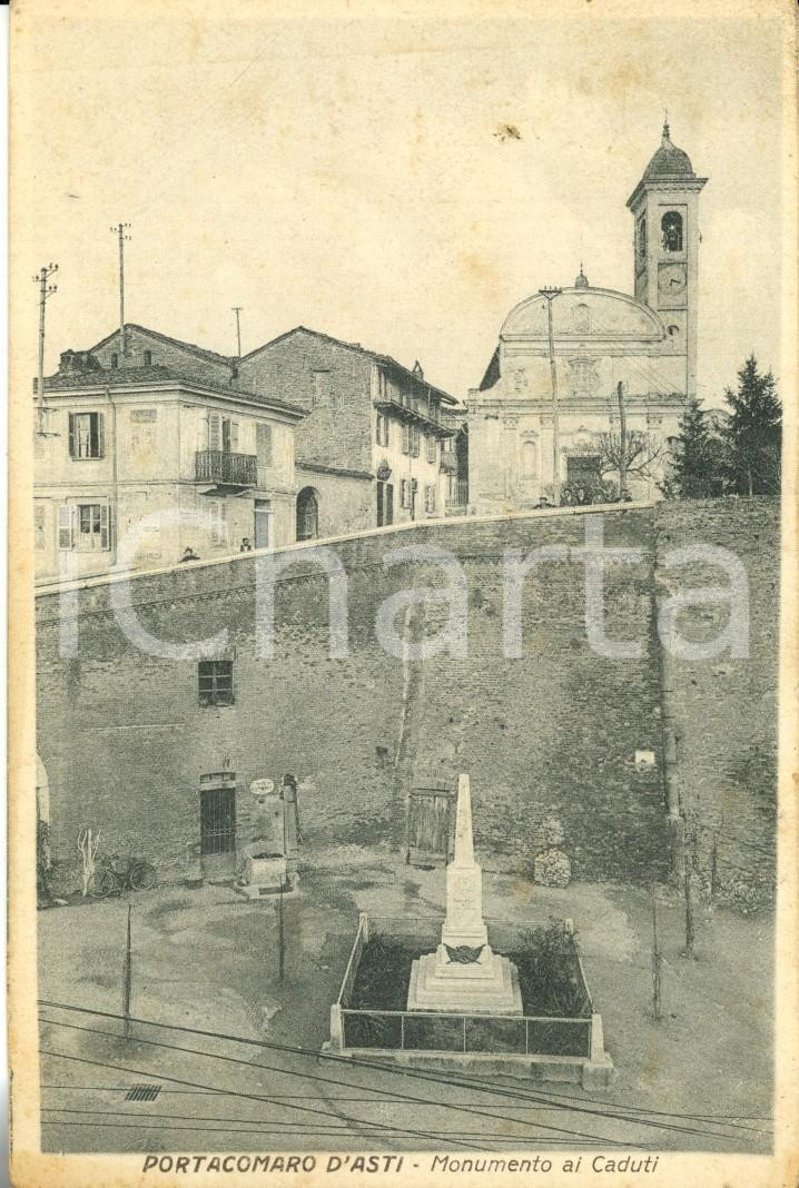 Cartolina originale da collezione 1930 ca PORTACOMARO AT Il Monumento ai Caduti Cartolina DANNEGGIATA FP VG 1