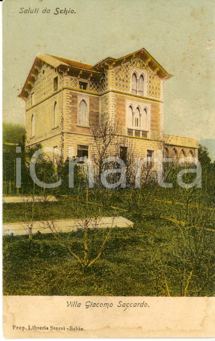 Cartolina originale da collezione 1900 ca SCHIO VI Villa GIACOMO SACCARDO dal giardino Cartolina DANNEGGIATA 1