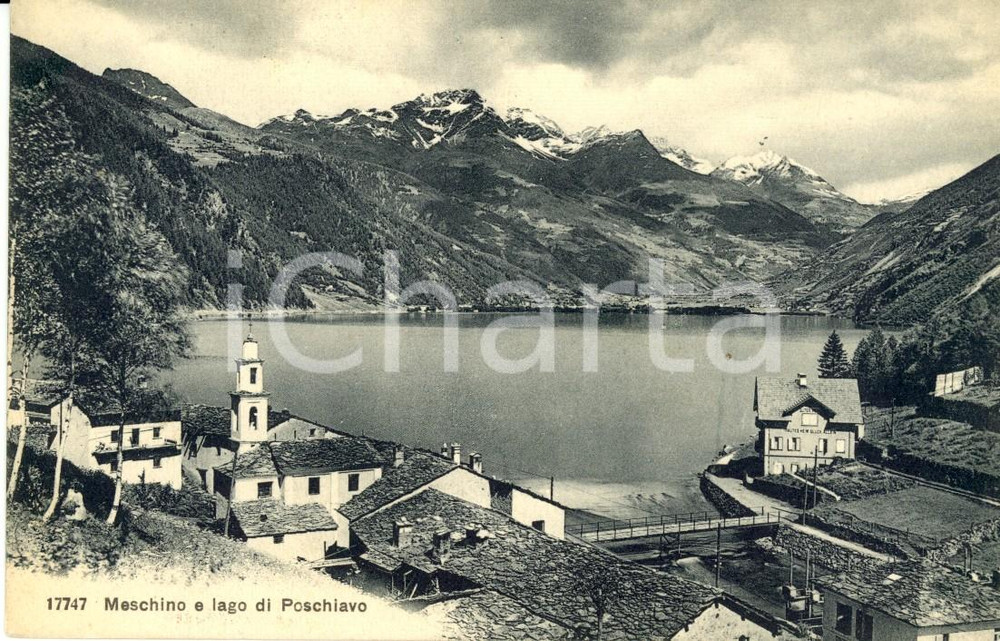 Cartolina originale da collezione 1930 ca MESCHINO (SVIZZERA) Veduta del Lago di POSCHIAVO *Cartolina FP NV 1