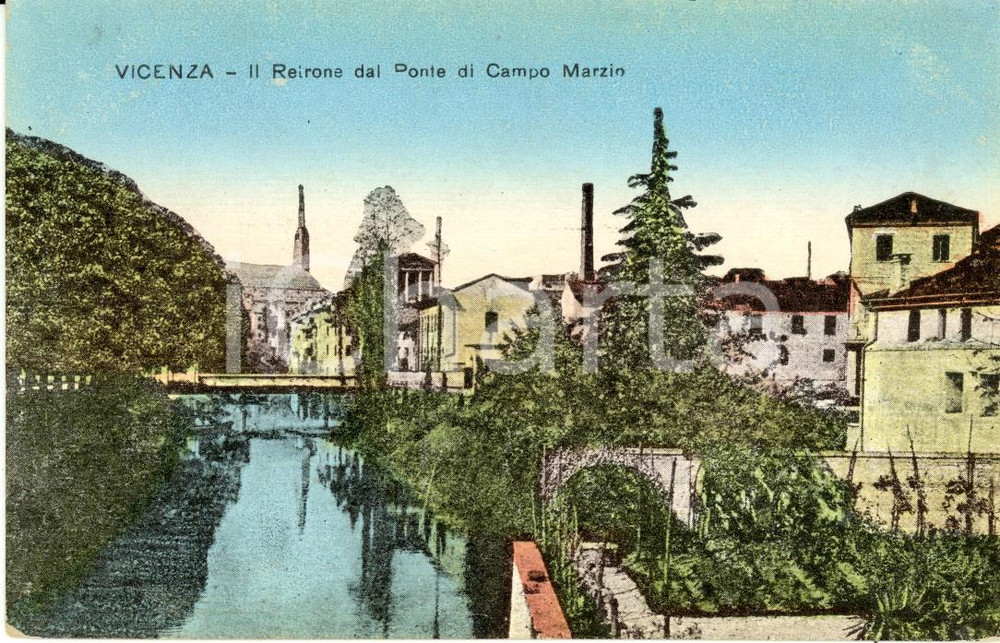 Cartolina originale da collezione 1918 VICENZA Fiume RETRONE visto dal Ponte di Campo Marzio Cartolina FP NV 1