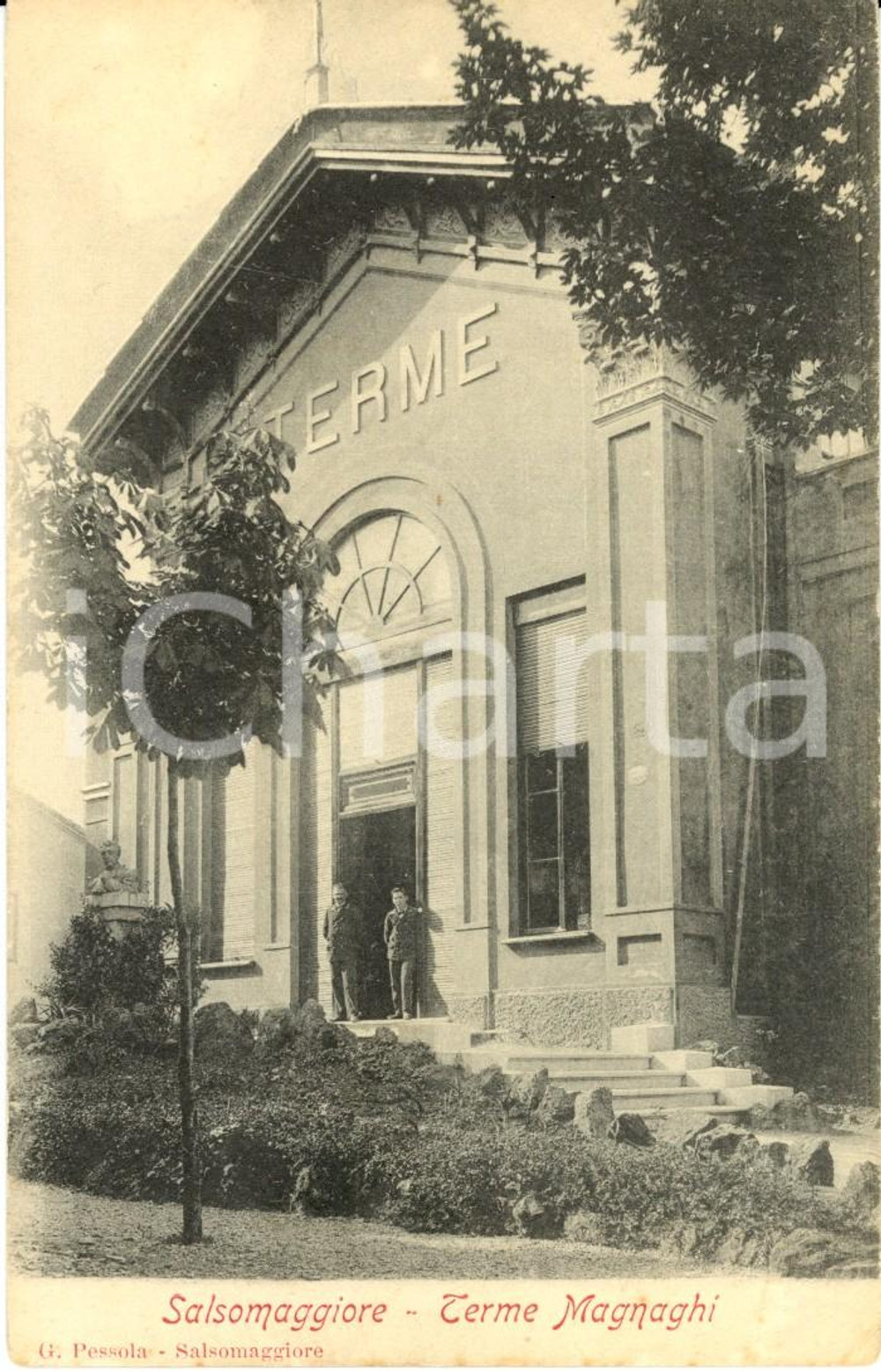 Cartolina originale da collezione 1900 ca SALSOMAGGIORE (PR) L'edificio delle terme MAGNAGHI *Cartolina ANIMATA FP 1