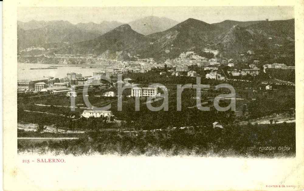 Cartolina originale da collezione 1900 ca SALERNO Veduta della cittÃ  sul MAR TIRRENO Cartolina postale FP NV 1